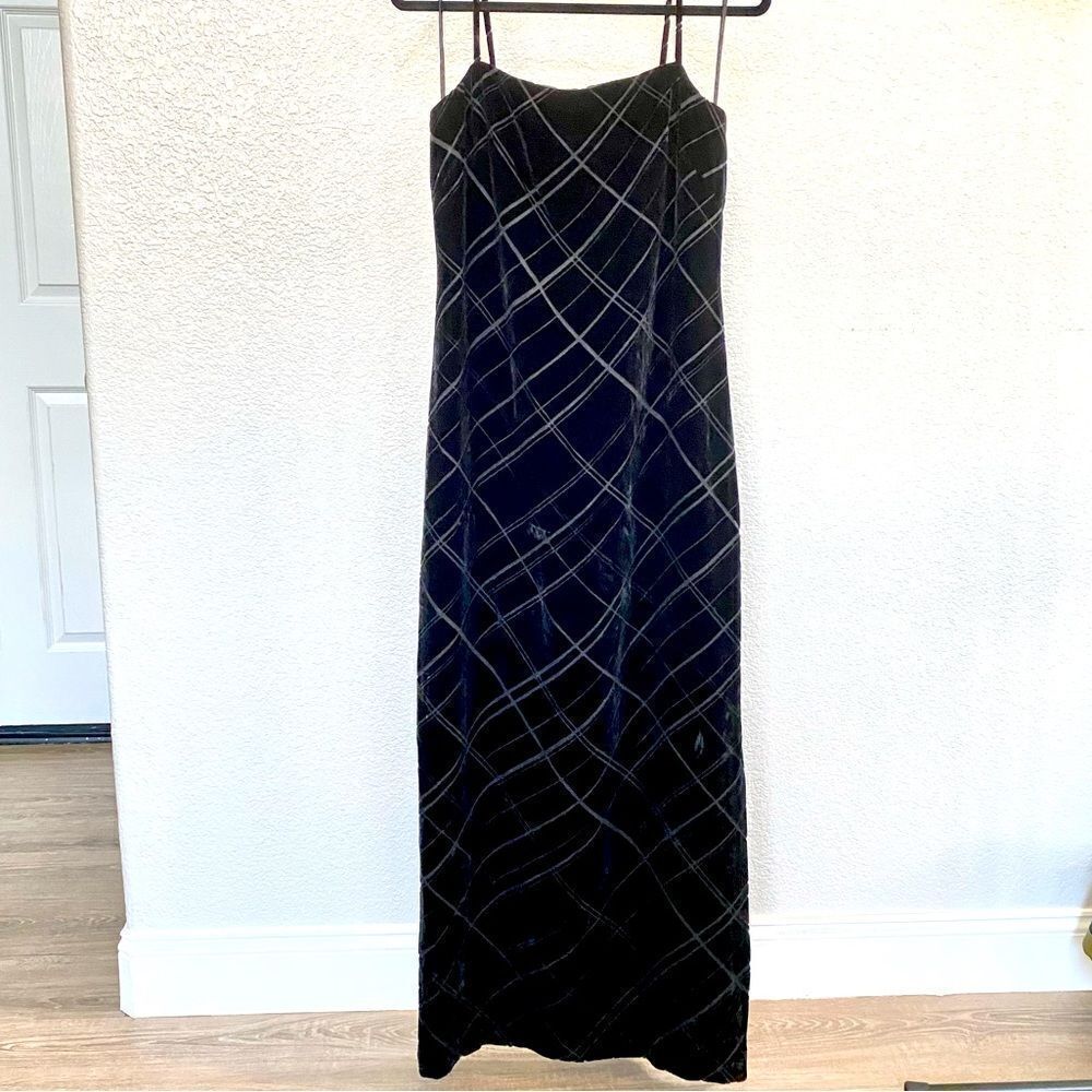 NWT Vintage Brooks Brothers Black Sleeveless Rayon Silk Velvet Formal Dress